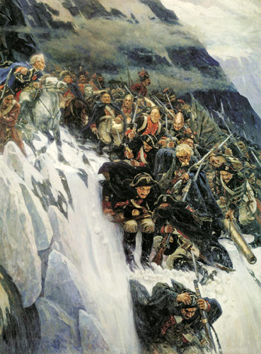 Картина Сурикова «Переход Суворова через Альпы». 1899 г.