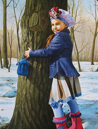 Portrait of a young girl near the tree