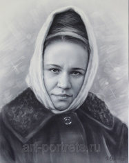 Portrait of a Russian woman in a scarf