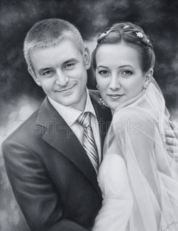 Свадебный портрет молодой и красивой пары