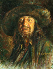 Geoffrey Roy Rush Painting. Captain of Barbossa