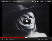 Black and white video portrait commission of a girl in a hat